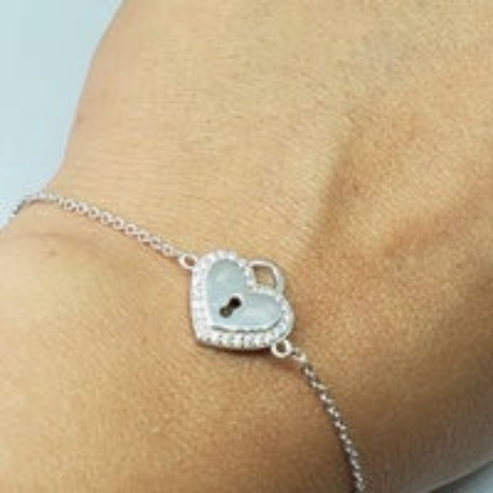 Real .925 Sterling Silver Heart Bracelet